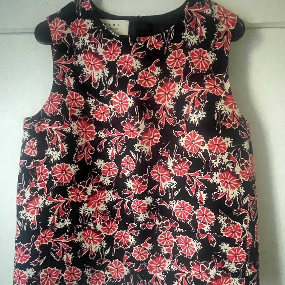 MARNI Black, Deep Rose, Red and Beige Floral Fabric